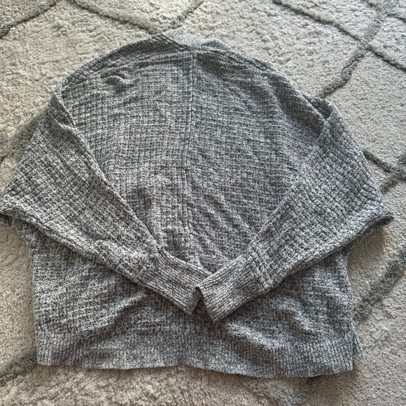 Express cardigan sweater gray open front olive green pullover circle hem XS - Picture 5 of 9